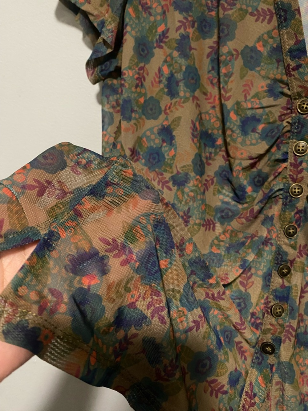 Natural Life Carina Top Sheer Floral Button Down XL Whimsical Fairy Boho Top NWT - Picture 7 of 9